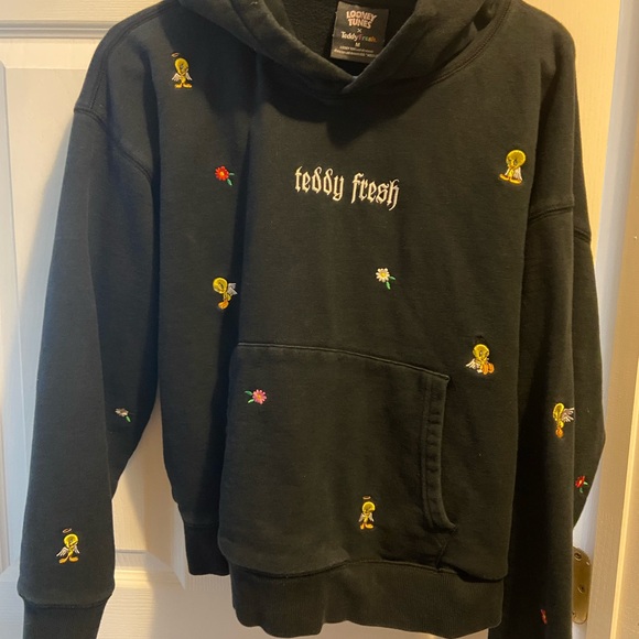 Teddy Fresh Tops - Teddy Fresh Black Hoodie with Looney Tunes Embroidery